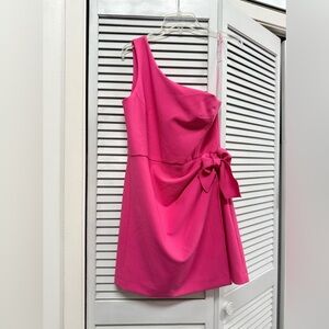 French Connection Raspberry Sorbet One Shoulder Sarong Tie Dress - Size 10 (NWT)